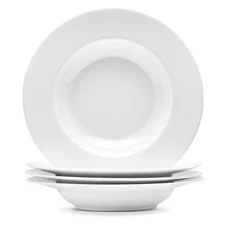 10 Ounce Pasta Bowls Set of 4, Elegant White Soup Bowls, Wide Rim Salad Bowl,...