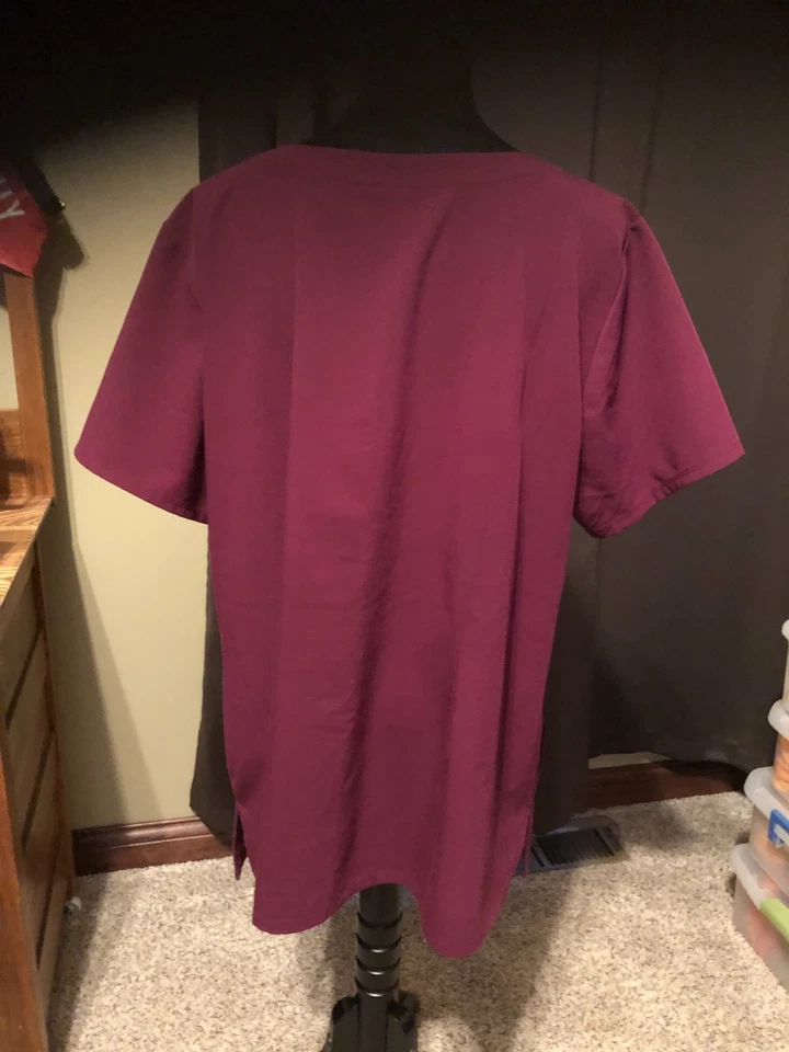 Grey's Anatomy by Barco Women’s Wine Scrub Shirt Top 2XL - Image 3 of 4