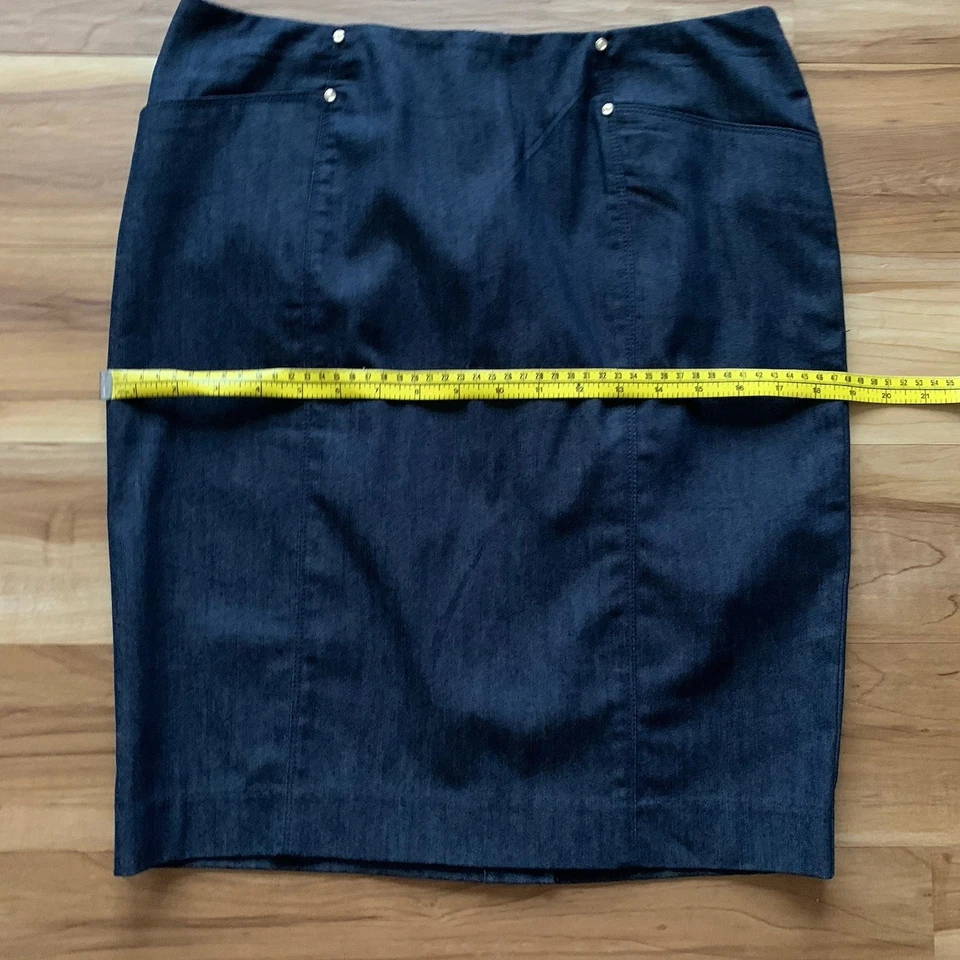 Falda lápiz vaquera azul oscuro White House Black Market talla 6 bolsillos con cremallera nueva sin etiquetas Foto 3 de 4