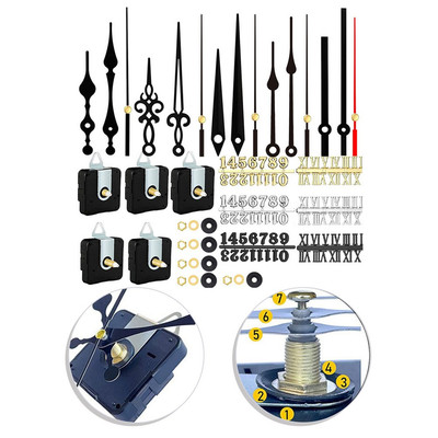 DIY Quarz Uhrwerk Set 5-teilig mit Zeiger Zubehör für Wanduhren