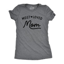 Womens Most Loved Mom T Shirt Cute Mother's Day Gift Text Tee for Ladies