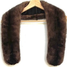 Vintage Brown Mink Fur Collar Scarf Shawl Neck Warmer Genuine Real