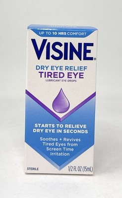 Visine Dry Eye Relief Tired Eye Lubricant Eye Drops, 0.5 fl. oz. exp: 05/2026