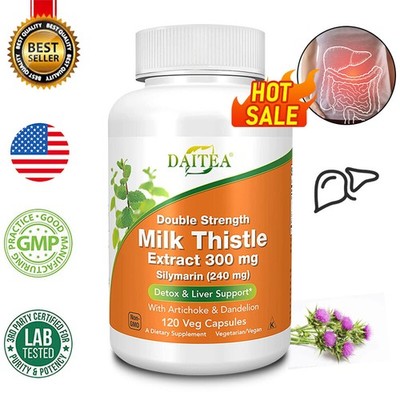 Milk Thistl Supplement - Double Strength 300mg for Liver Cleanse Detox & Repair