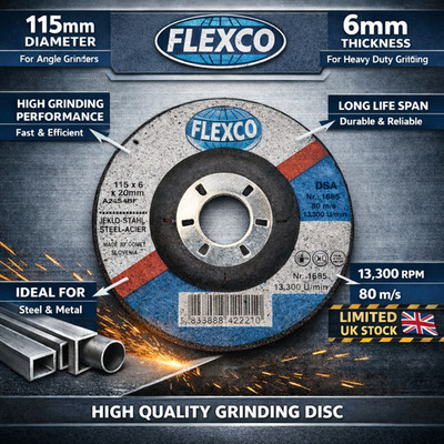 FLEXCO 115mm Metall Schleifteller 6mm - Heavy Duty Niederpressscheibe | LIMITED STOCK