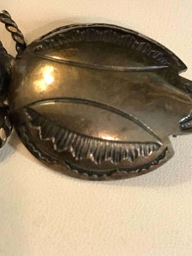 Vtg Sterling Silver Southwestern Native Beetle Bug Pin Brooch w/ Turquoise Head - Picture 11 of 14