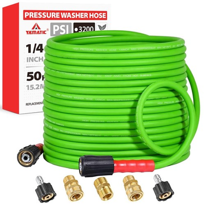 #ad YAMATIC Super Flexible Pressure Washer Hose 50FT for Power Washer Replacement $56.25