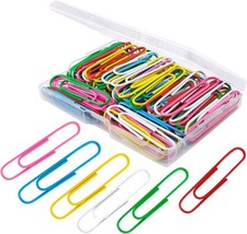Paper Clips, 100Pcs 2 Inch Large Paperclips, Assorted Colored Coated Jumbo Reusa