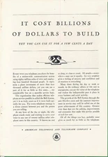 Magazine Ad - 1931 - AT&T / Bell System - It cost billions