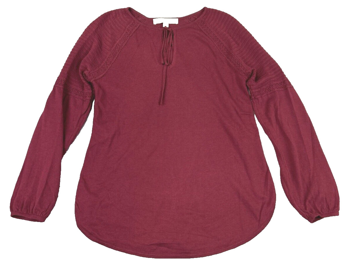 LOFT Petites XS P Maroon Long Sleeve Pullover Sweater Viscose Wool Casual