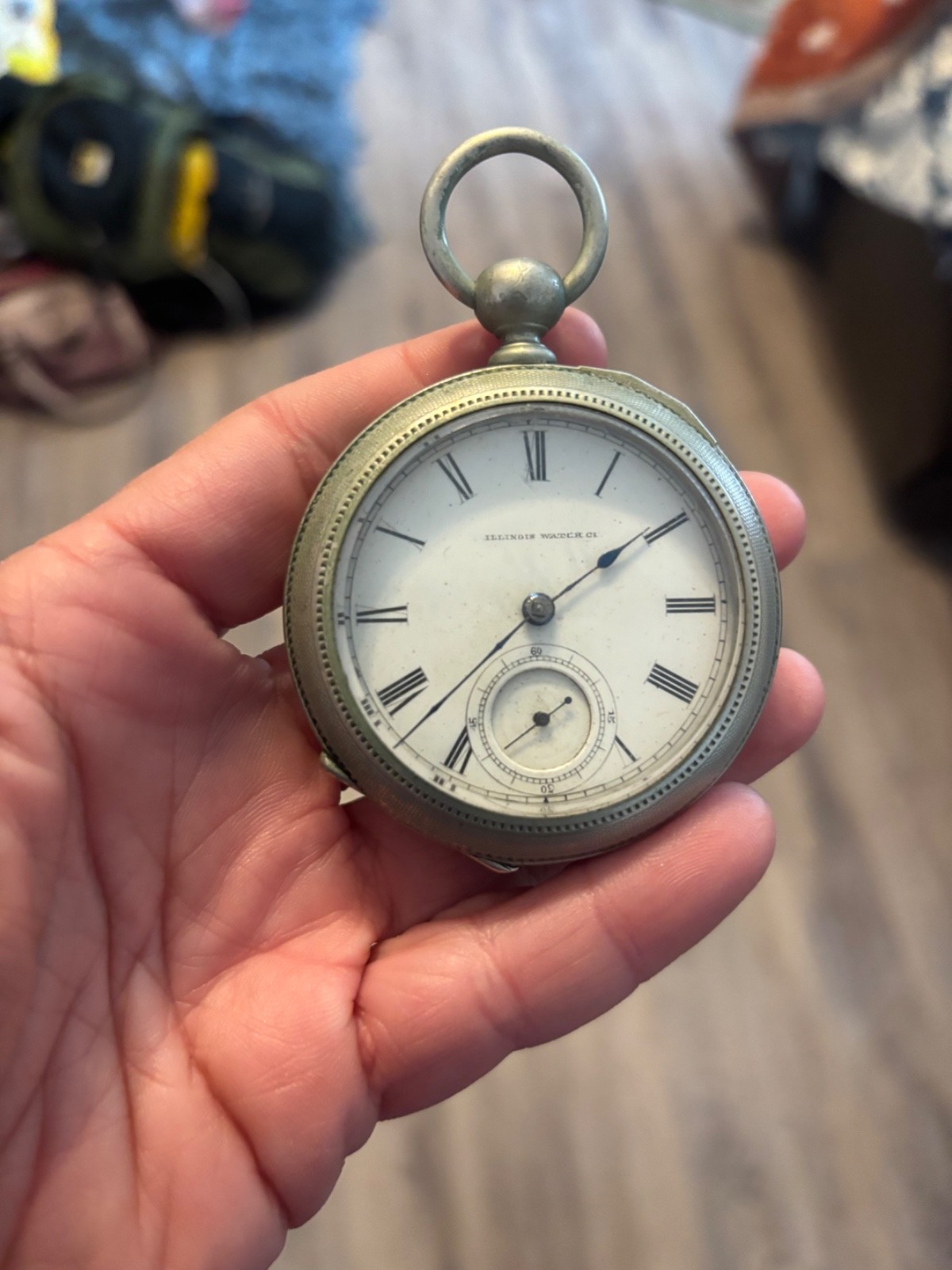 Silver 1800 illinois model 1 18s 7 jeweled Hunter style pocket watch