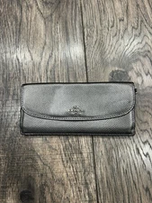 Coach Slim Envelope Wallet in gunmetal crossgrain leather