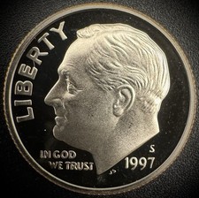 1997-S GEM PROOF Roosevelt Dime 10C Clad DEEP CAMEO Coin From US Mint Proof Set