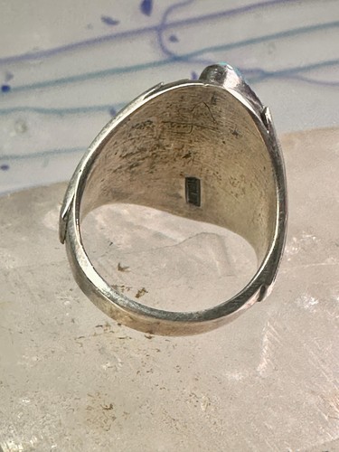 Navajo ring Turquoise band Floral leaves size 10.50 sterling silver women men - Picture 7 of 13