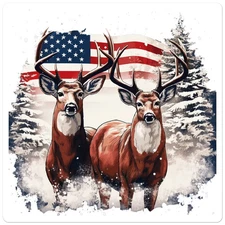 Deer American Flag - Vinyl Decal Sticker - Car Window Laptop - ebn11029