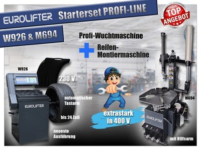 Original Eurolifter Starterpaket Reifen Auswucht-Montiermaschine bis 24 Zoll
