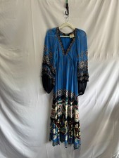 FARM Rio Anika Tiles Blue Maxi Dress Multicolor Size S (As Is Condition)