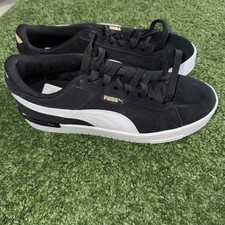 Image of PUMA Jada Suede Court Trainers Womens  Size 6 Black/white