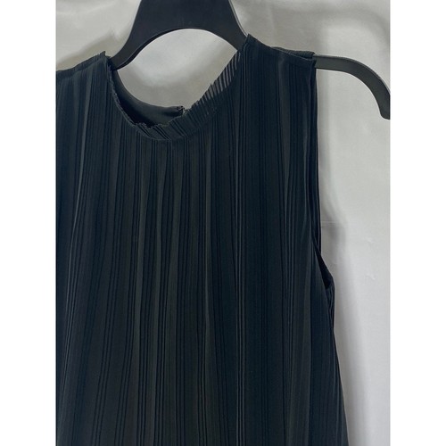 CLUB MONACO Women’s Black Sheer Pleated Crewneck Sleeveless Relaxed-Fit Top SZ S - Picture 4 of 10