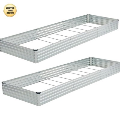 Galvanized Raised Garden Bed Outdoor Planter Box 12x4x1ft 2 Pack