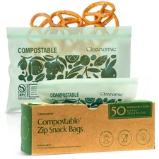 Compostable* Snack Size Food Storage Bags (50 Eco Zip) Freezer and Leak Proof...