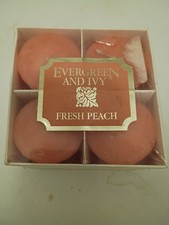 Vintage Evergreen And Ivy Fresh Peach Votive Candles Set Of 4 Made In USA New