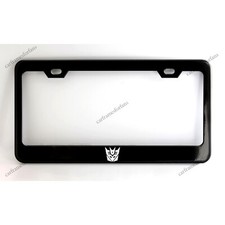 Decepticon Logo License Plate Frame Black Powder Coated Metal Car Tag Holder