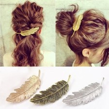 UK Leaf Feather Hair Pin Jewelry Women Hair Clip Barrette Bobby Pins
