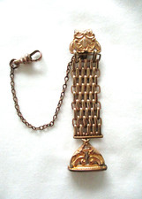 Antique, Gold Filled, POCKET WATCH chain and SEAL FOB, F. M. COMPANY
