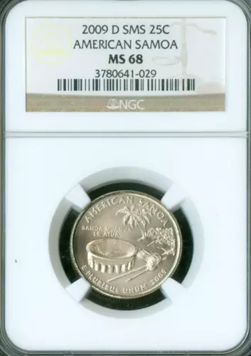 2009 D AMERICAN SAMOA QUARTER NGC MS68 SMS  .