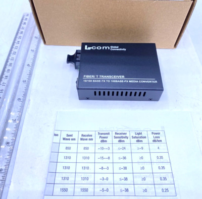 L-com 10/100Base-TX To 100Base-FX Media Converter Fiber T Transceiver LCMC-SA-25