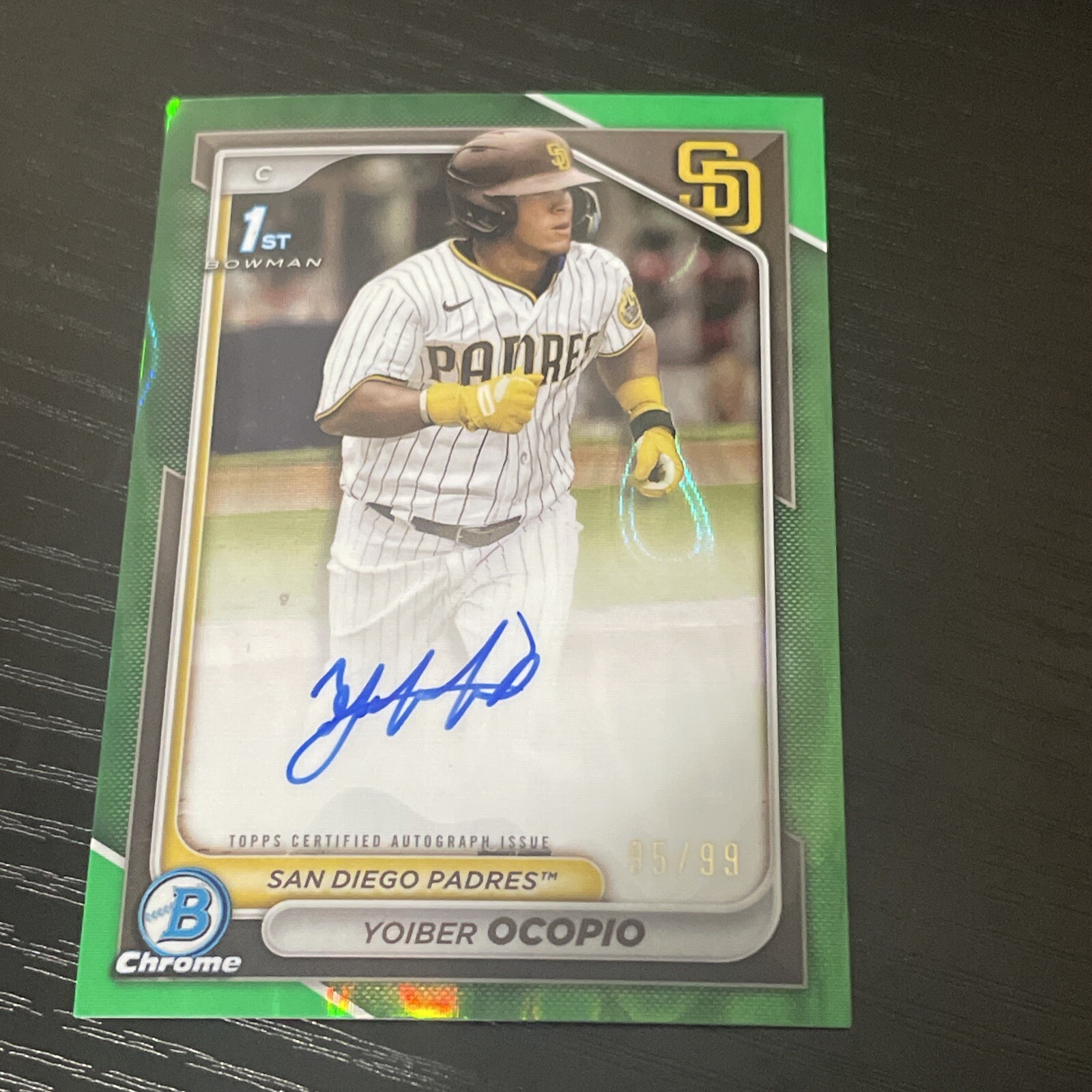 2024 Bowman Chrome Yoiber Ocopio 1st Bowman Auto Green Lava Refractor /99