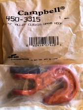 New Campbell 450-3315 1/4" Alloy Clevis Grab Hook USA - Load 4100 LB