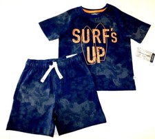 Tommy Bahama Boy's Outfit T-Shirt  Shorts Navy Blue SIZE XS/4 "SURF'S UP" NEW