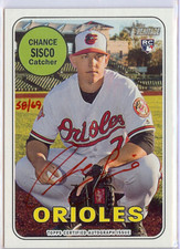 2018 Topps Heritage Chance Sisco red ink autograph 58/69 Orioles auto