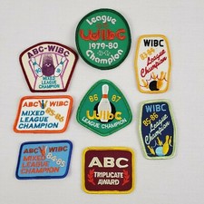 Lot of 8 Vintage 80's 90's ABC WIBC Mixed League Champion Bowling Patches Badges