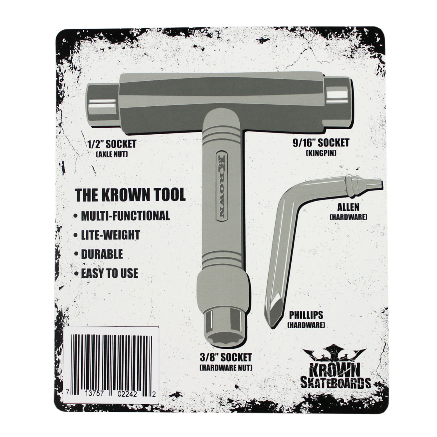 Krown All-in-One Skateboard T-Tool with Phillips and Allen Head - Blue