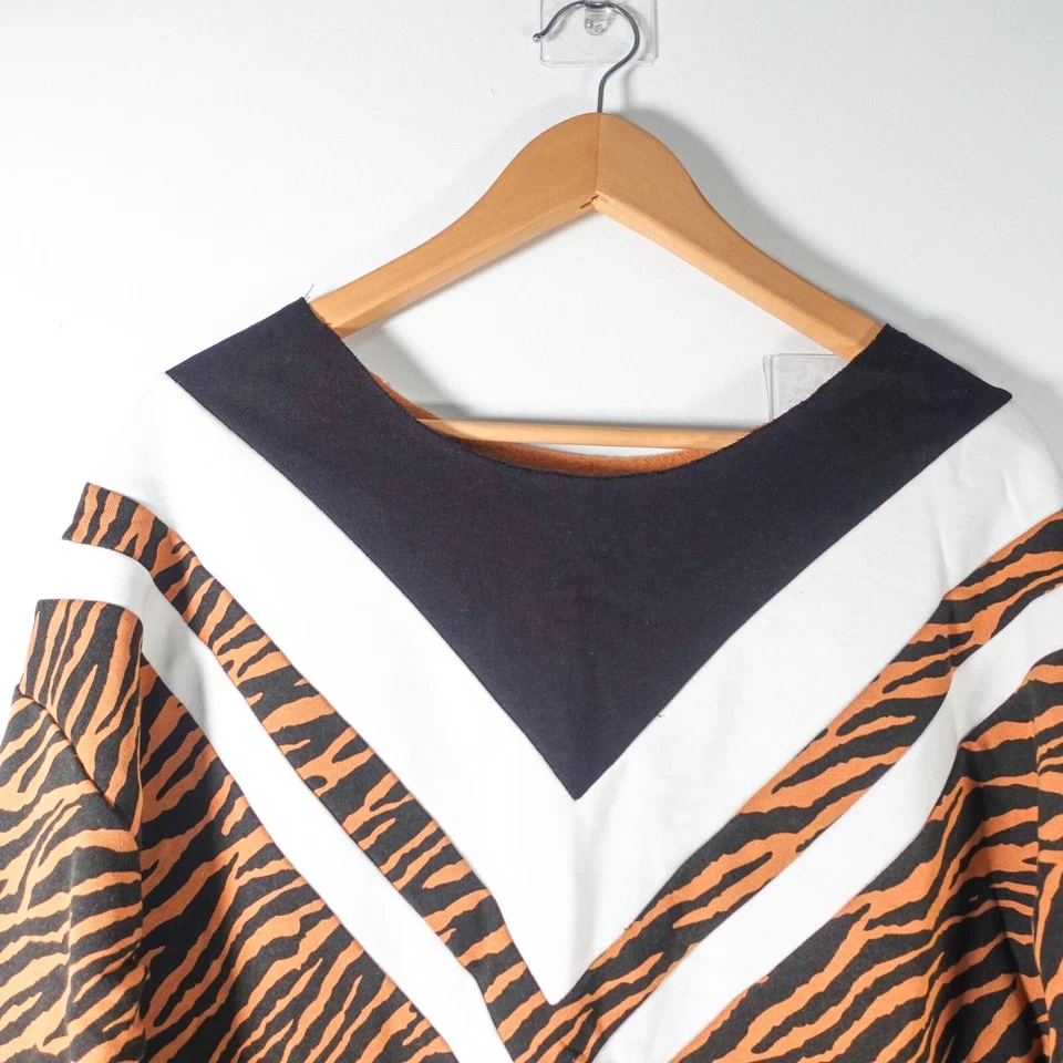 Suéter feminino zebra XL marrom algodão animal malha pulôver listrado boho jumper - Imagem 2 de 4