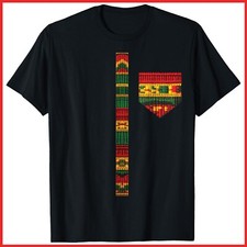 African Print Dashiki Kente Art Black History Month Black Cotton T-Shirt S-5XL