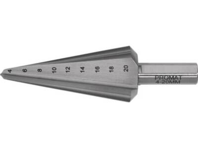 PROMAT  Blechschälbohrer  Bohrbereich 4-20 mm HSS  Gesamtlänge 71 mm Schneidenan