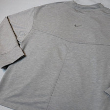 Nike Yoga Crew Sweatshirt Women Small Gray Rear Center Swoosh Athleisure Stretch
