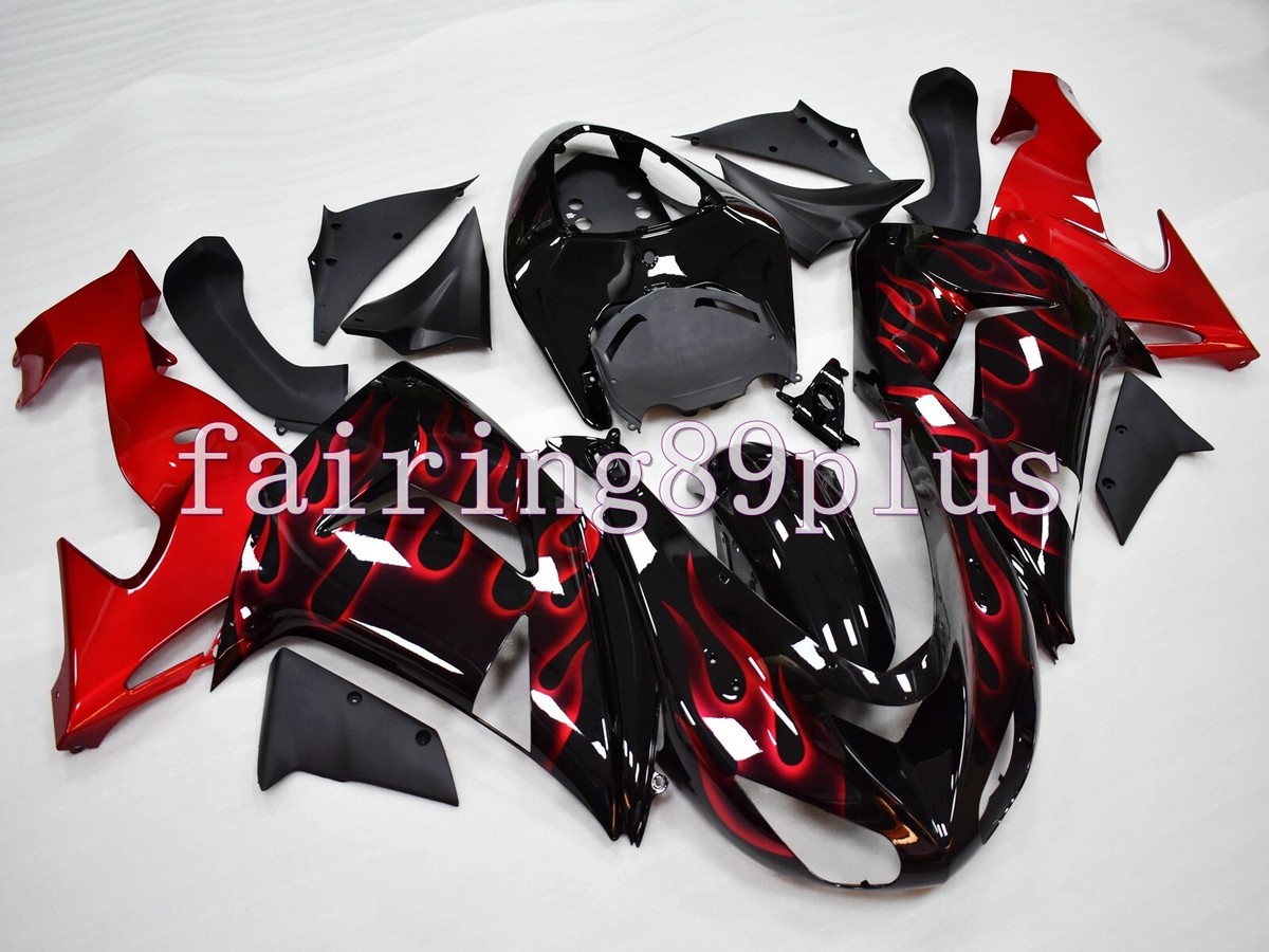 Black Candy Red Flame ABS Injection Fairing Kit Fit for 2006 2007