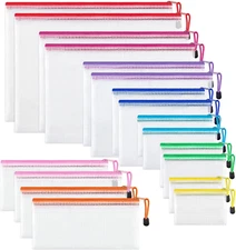 JARLINK 18 Pack 8 Sizes Mesh Pouch, 9 Colors, Waterproof Zipper Pouches for Orga