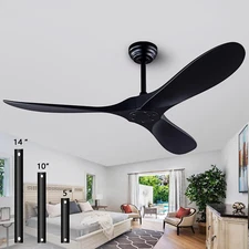 52" Ceiling Fans with Remote Control without Light, Modern Reversible DC Motor I