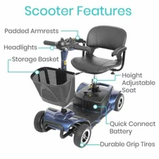 Vive 4 Wheeled Battery Powered Transportable Mobility Scooter 5 YEAR WARRANTY
