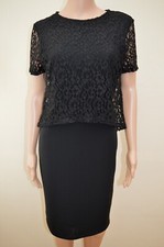 New M&S Autograph Black Floral Lace Layered Shift Dress Sz UK 8 10 12