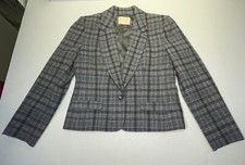 Pendleton Gray Blazer Jacket 100 Virgin Wool One Button Career Wear Size 6