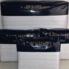 835 NEW Ralph Lauren REED Quilted KING COVERLET 3 EURO SHAMS White Sateen
