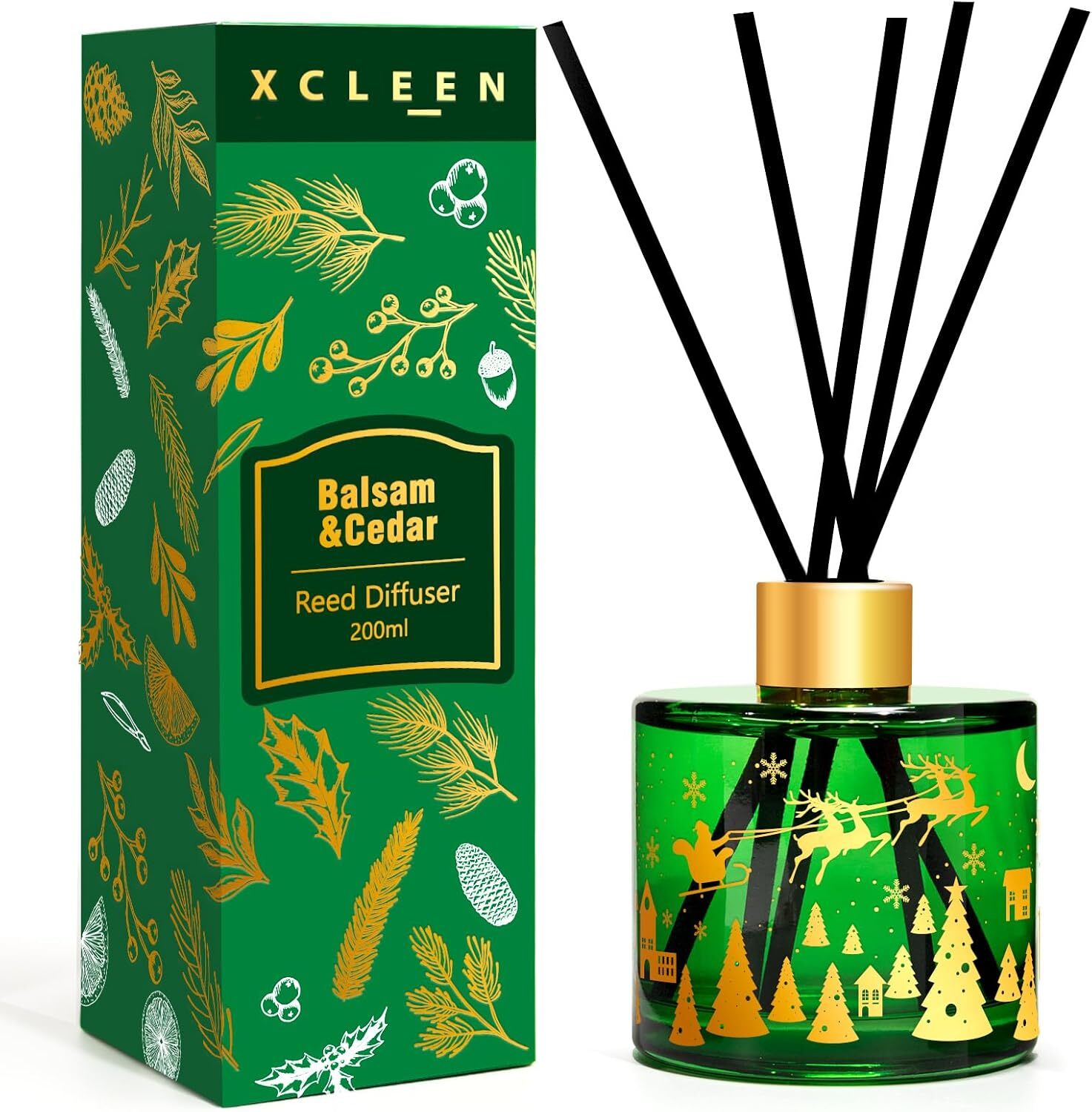 Reed Diffuser Set, 6.7 Oz Balsam & Cedar Scented Oil &-image