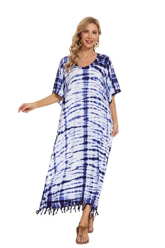 Beautybatik Hippie Tie Dye Kaftan Loungewear Maxi Plus Size Long Dress XL to 4X - Picture 116 of 176